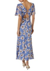 Astr the Label Women's Tie-Back Flutter-Sleeve Maxi Dress - Blue Pink