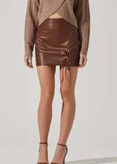 ASTR Atwell Faux Leather Skirt In Chestnut
