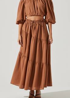 ASTR Balboa Tiered Maxi Skirt In Brown