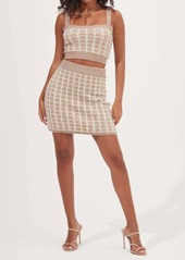 ASTR Briarwood Checkered Knit Mini Skirt In Taupe-White Check