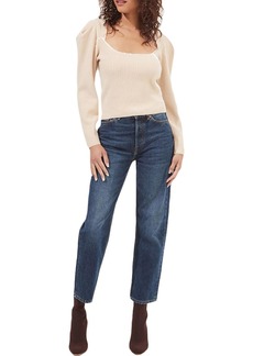 ASTR Catalina Womens Cut Out Ribbed Knit Crop Sweater