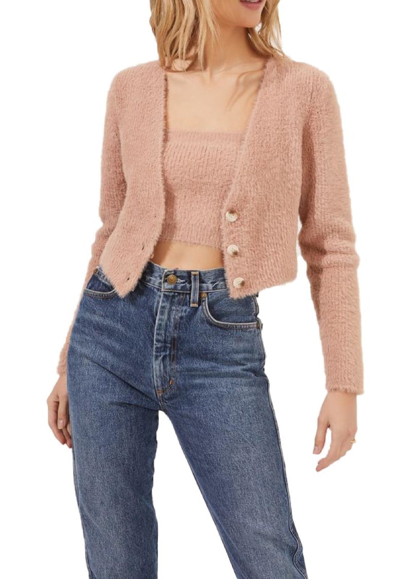 ASTR Lorain Womens Crop V Neck Cardigan Sweater