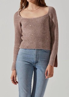 ASTR Marina Embellished Square Neck Sweater In Dusty Rose
