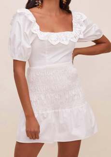 ASTR Patina Smocked Puff Sleeve Dress In White