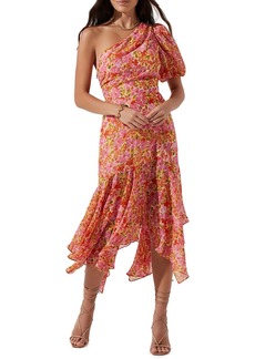 ASTR Santorini Womens Floral Knee Midi Dress