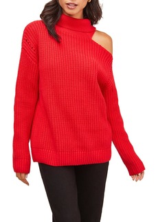 ASTR Sepulveda Womens Ribbed Knit Oversized Turtleneck Sweater