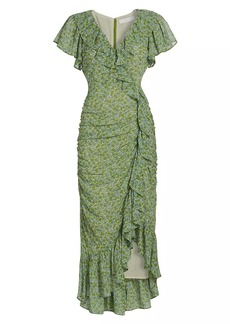 ASTR Vilma Floral Ruffle Midi-Dress