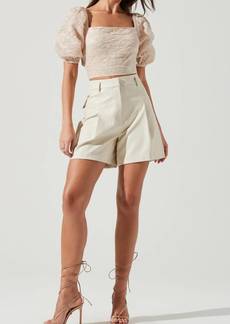 ASTR Wilma Faux Leather Shorts In Ivory