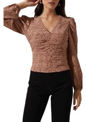 ASTR the Label Cinch Front Puff Sleeve Top in Clay Animal at Nordstrom