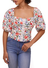 ASTR the Label Floral Print Square Neck Top in Red Multi Floral at Nordstrom