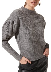 ASTR the Label Puff Sleeve Cable Sweater in Grey at Nordstrom