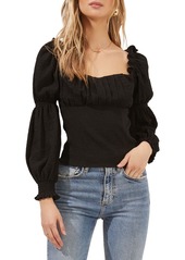 ASTR the Label Ruched Puff Sleeve Top in Black at Nordstrom