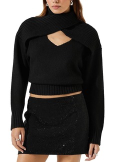 ASTR Womens Cut-Out Ribbed Crop Sweater