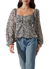 ASTR Womens Floral Long Sleeves Button-Down Top
