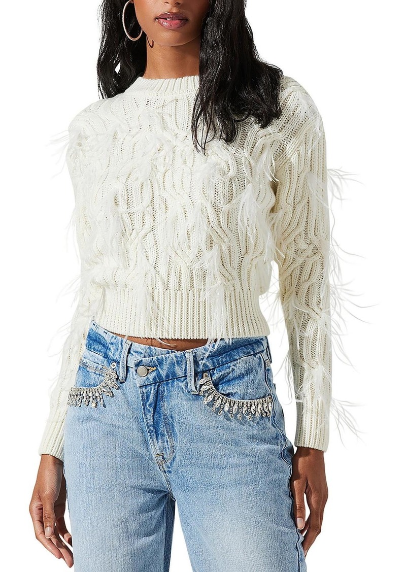 ASTR Womens Knit Feathers Pullover Sweater