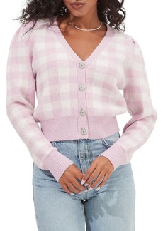 ASTR Womens Plaid Ribbed Trim Cardigan Sweater