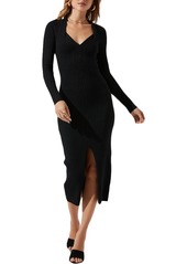 ASTR Womens Ribbed Knit Split Hem Sweaterdress