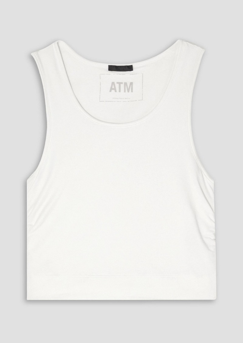 ATM ANTHONY THOMAS MELILLO - Cropped ruched stretch-Pima cotton-jersey tank - White - L