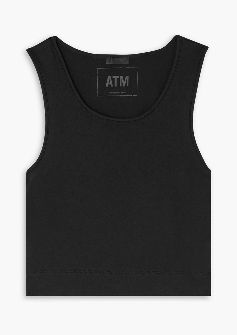 ATM ANTHONY THOMAS MELILLO - Cropped ruched stretch-Pima cotton-jersey tank - Black - L