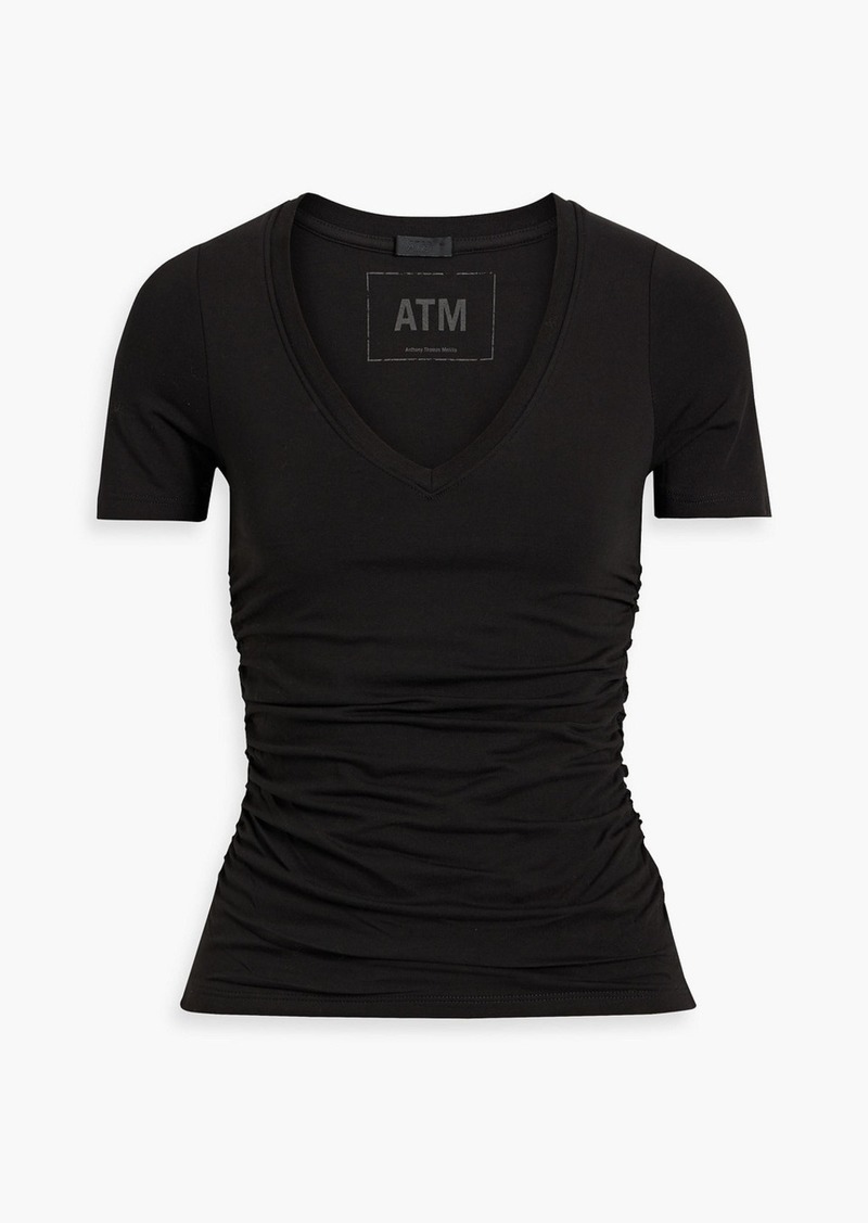 ATM ANTHONY THOMAS MELILLO - Ruched Pima cotton-blend jersey T-shirt - Black - M