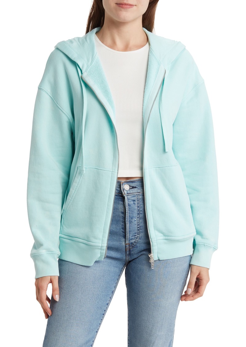 ATM Anthony Thomas Melillo Acid Wash French Terry Full Zip Hoodie in Aqua Mist at Nordstrom Rack