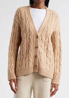 ATM Anthony Thomas Melillo Cable Knit Wool & Cotton Blend V-Neck Cardigan