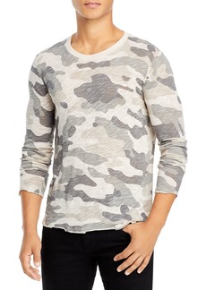 ATM Anthony Thomas Melillo Cotton Textured Distressed Camouflage Long Sleeve Tee