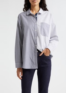 ATM Anthony Thomas Melillo Mixed Stripe Oversize Button-Up Shirt