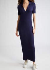 ATM Anthony Thomas Melillo Split Neck Cotton & Silk Rib Dress