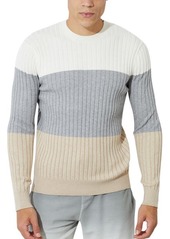 ATM Anthony Thomas Melillo Stripe Cotton Blend Rib Sweater in Chalk/Fog/Wheat at Nordstrom