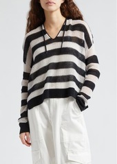 ATM Anthony Thomas Melillo Stripe Sheer Cashmere Hoodie