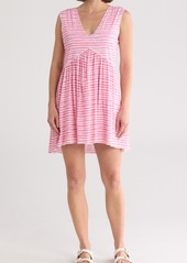 ATM Anthony Thomas Melillo Stripe Sleeveless Jersey Minidress in French Rose Combo Watercolor at Nordstrom Rack
