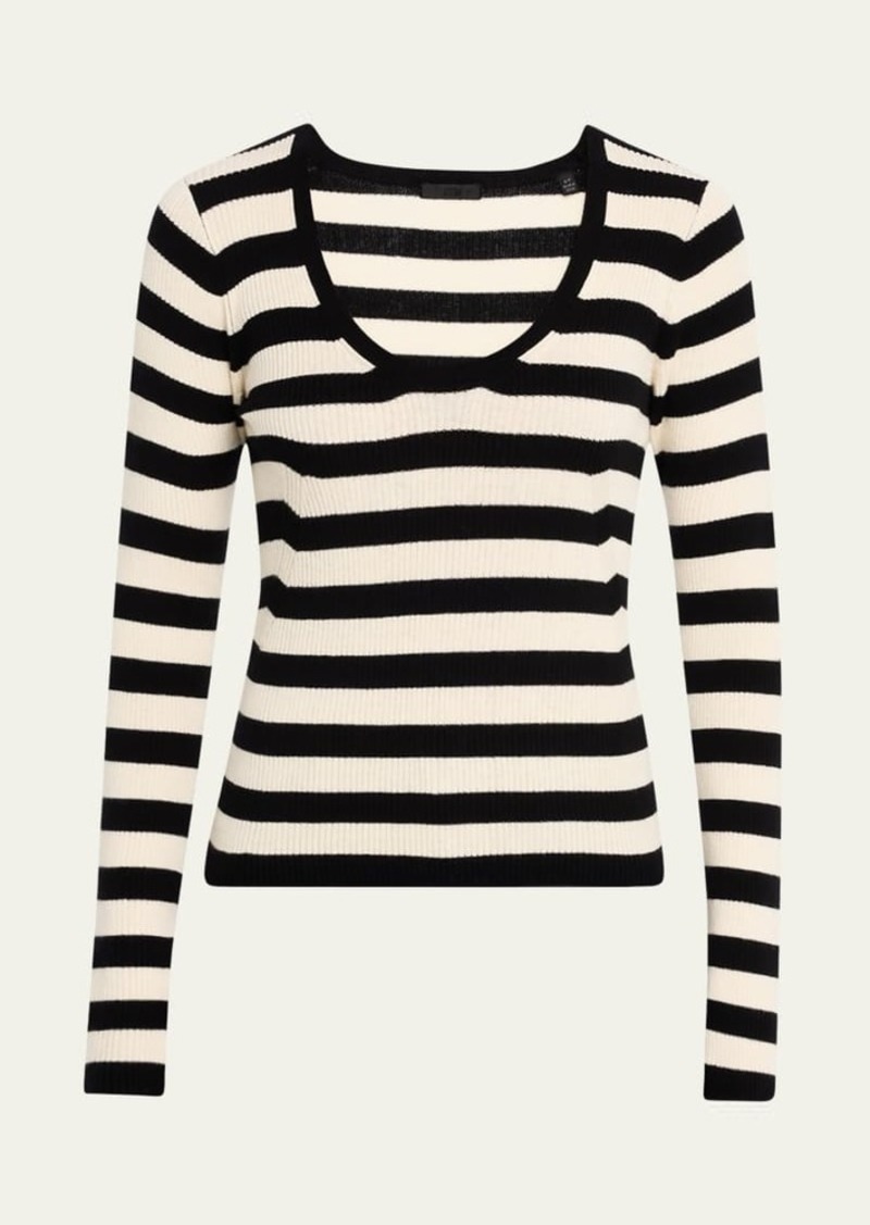 ATM Anthony Thomas Melillo Striped Wool Long-Sleeve Sweater