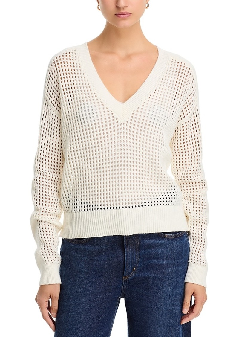 Atm Anthony Thomas Melillo V Neck Mesh Stitch Sweater