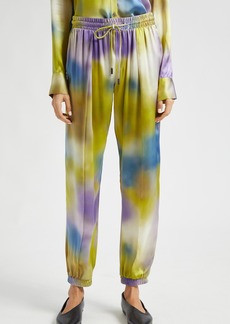 ATM Anthony Thomas Melillo Watercolor Print Silk Charmeuse Joggers at Nordstrom Rack