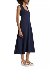 ATM Anthony Thomas Melillo Cotton-Blend V-Neck Midi-Dress