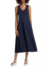 ATM Anthony Thomas Melillo Cotton-Blend V-Neck Midi-Dress