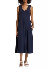 ATM Anthony Thomas Melillo Cotton-Blend V-Neck Midi-Dress