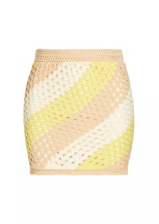 ATM Anthony Thomas Melillo Cotton Striped Crochet Miniskirt