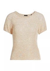 ATM Anthony Thomas Melillo Sequin-Embellished Cotton & Linen-Blend Short-Sleeve Sweater