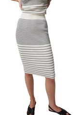 ATM Anthony Thomas Melillo Silk Cotton Blend Midi Skirt In Mixed Stripe