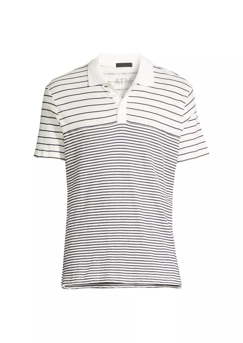 ATM Anthony Thomas Melillo Slub Jersey Stripe Polo Shirt