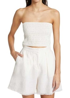 ATM Anthony Thomas Melillo Smocked Linen Crop Top