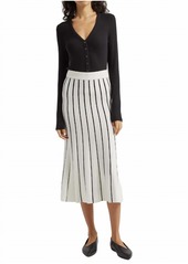 ATM Anthony Thomas Melillo Stripe Cotton Blend Skirt In Chalk/black