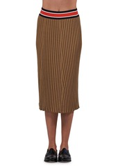 ATM Anthony Thomas Melillo Stripe Waist Rib-Knit Silk-Cotton Midi Pencil Skirt
