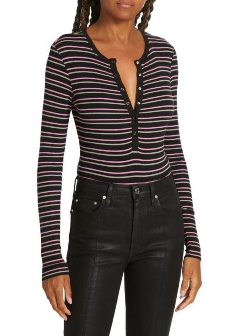 ATM Anthony Thomas Melillo Striped Henley Bodysuit