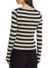 ATM Anthony Thomas Melillo Striped Wool U-Neck Sweater