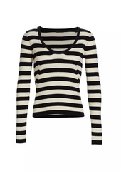 ATM Anthony Thomas Melillo Striped Wool U-Neck Sweater