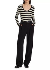 ATM Anthony Thomas Melillo Striped Wool U-Neck Sweater