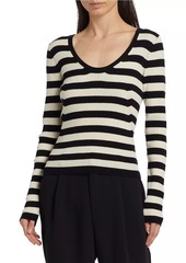 ATM Anthony Thomas Melillo Striped Wool U-Neck Sweater